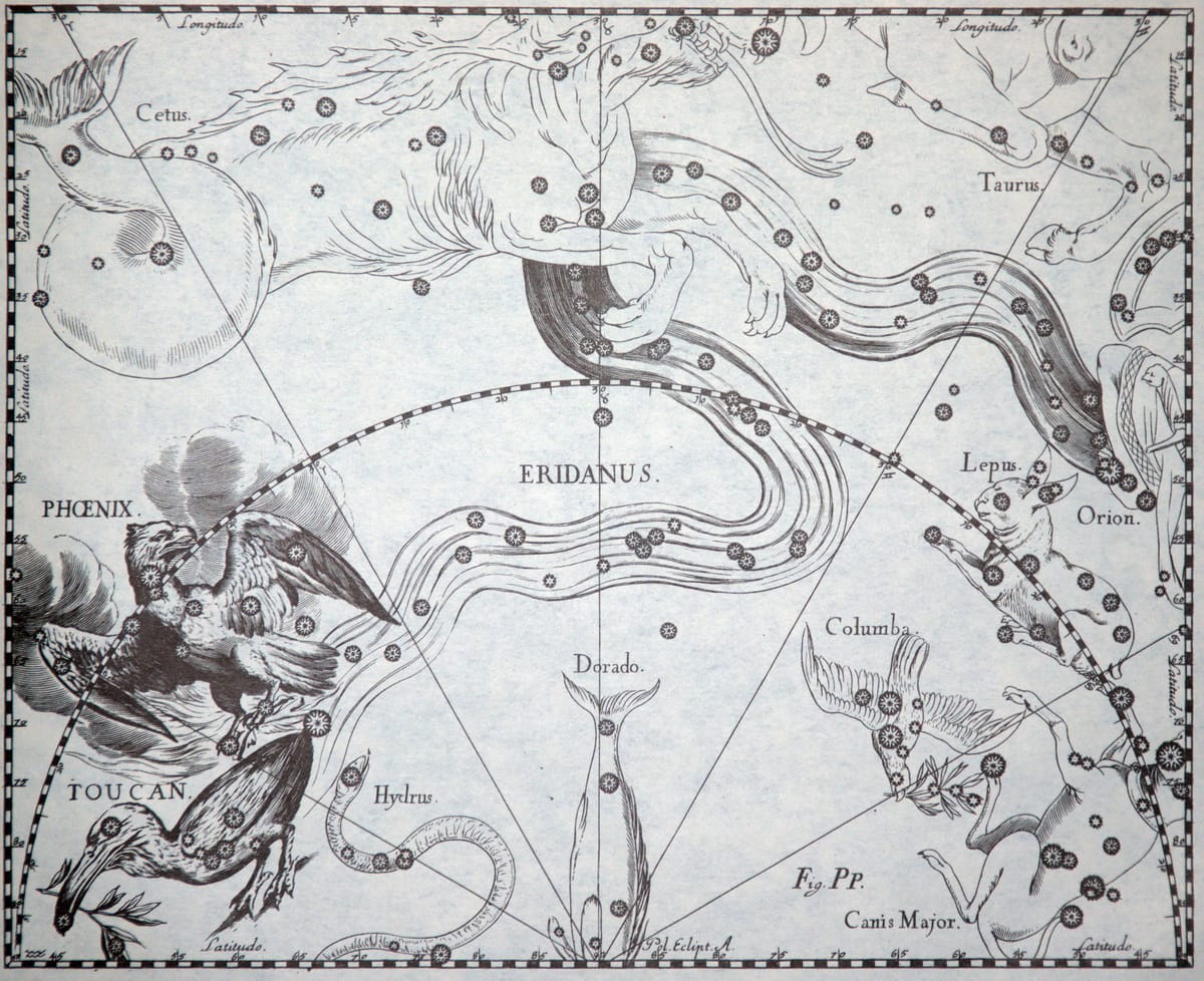 Das Sternbild Eridanus im historischen Sternatlas von Johannes Hevelius