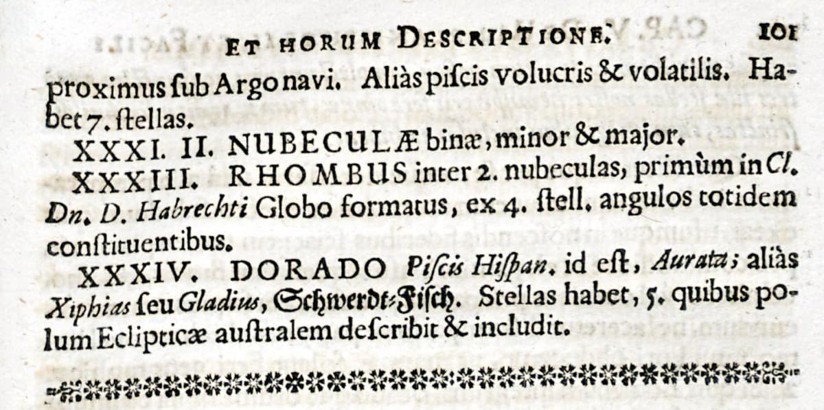Lateinischer Text von Jakob Bartsch zum Sternbild Rhombus