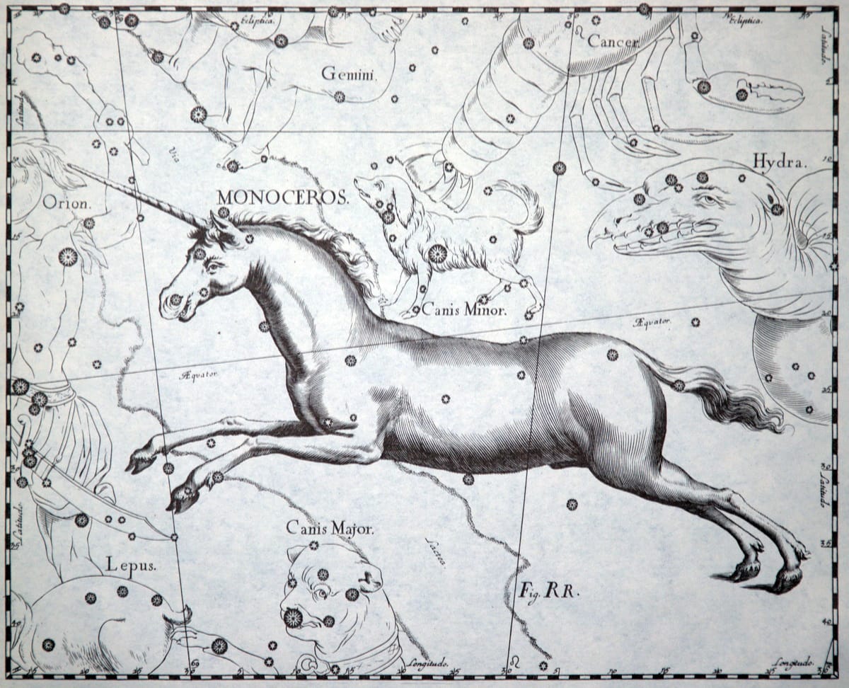 Das Sternbild Monoceros im historischen Sternatlas von Johannes Hevelius