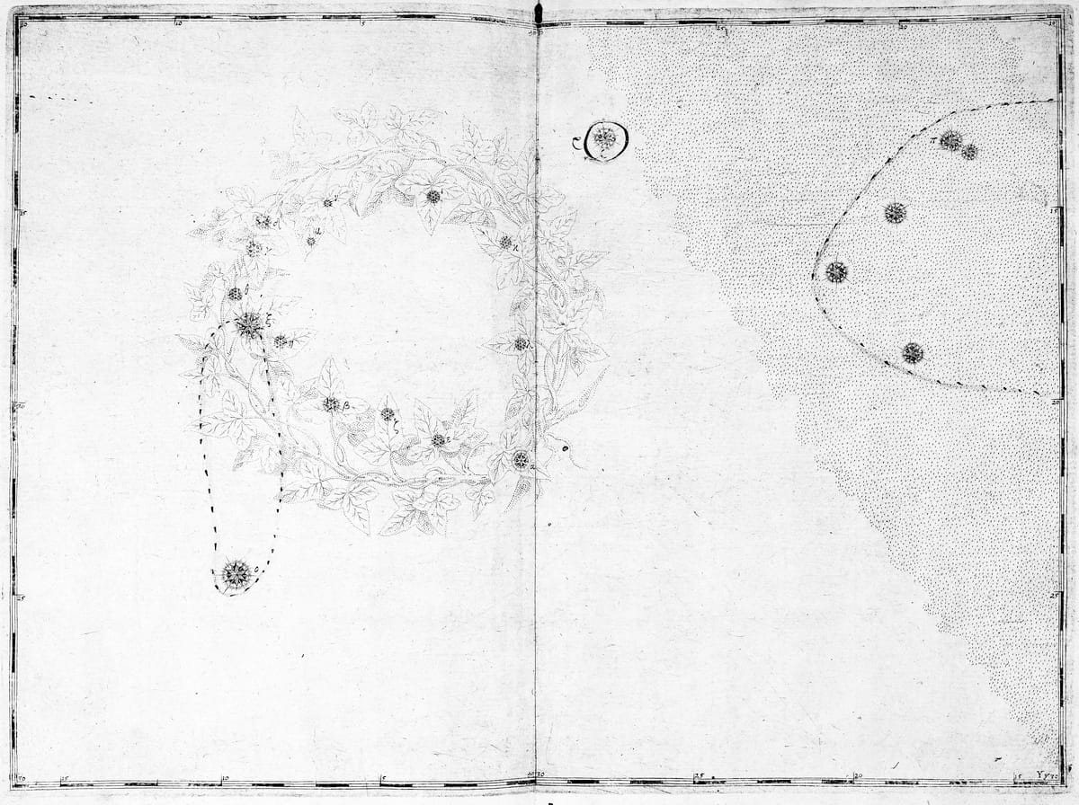 Darstellung des Sternbilds Südliche Krone im Sternatlas von Johann Bayer