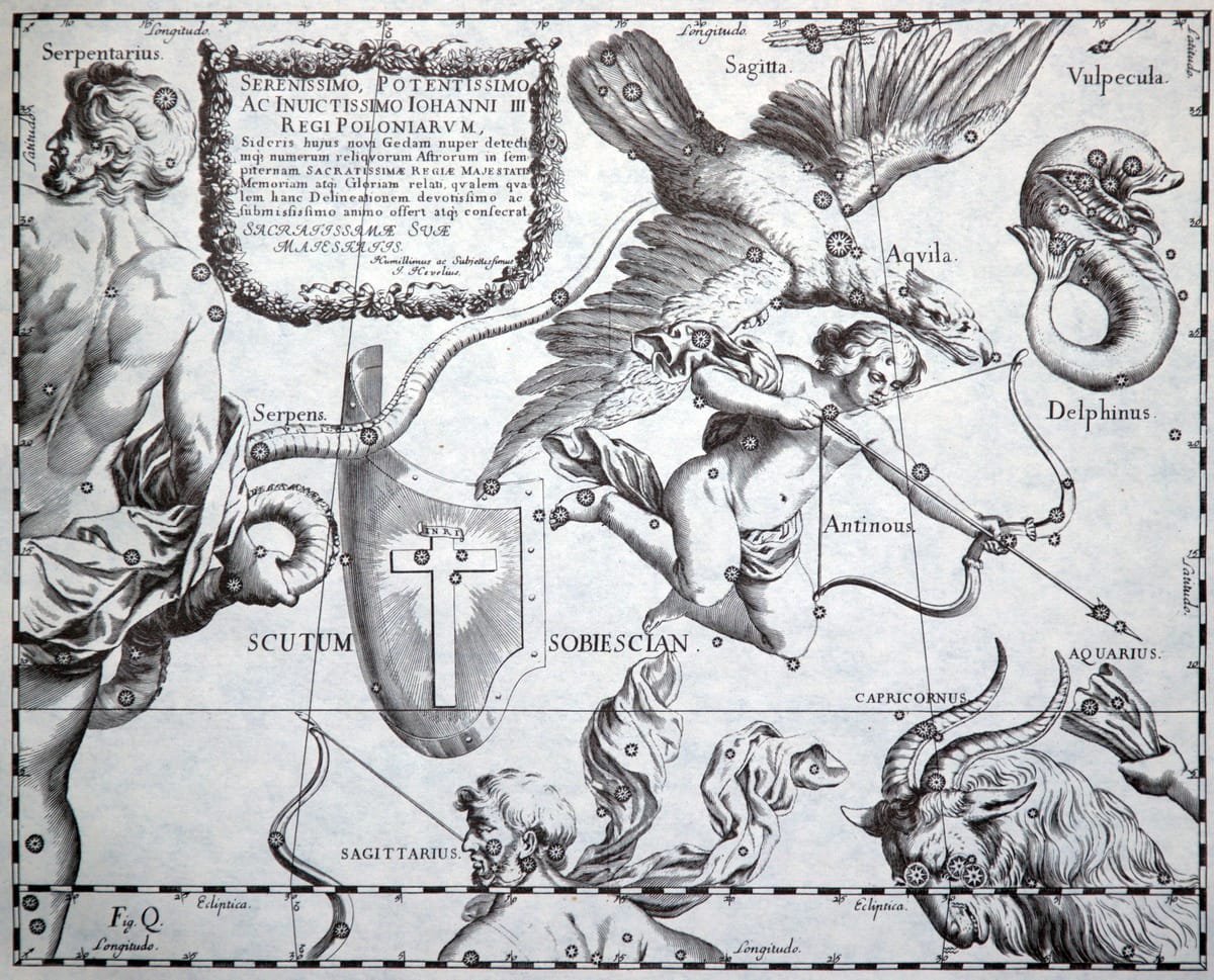 Das Sternbild Schild im historischen Sternatlas von Johannes Hevelius