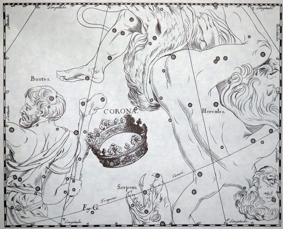 Das Sternbild Corona Borealis im historischen Sternatlas von Johannes Hevelius