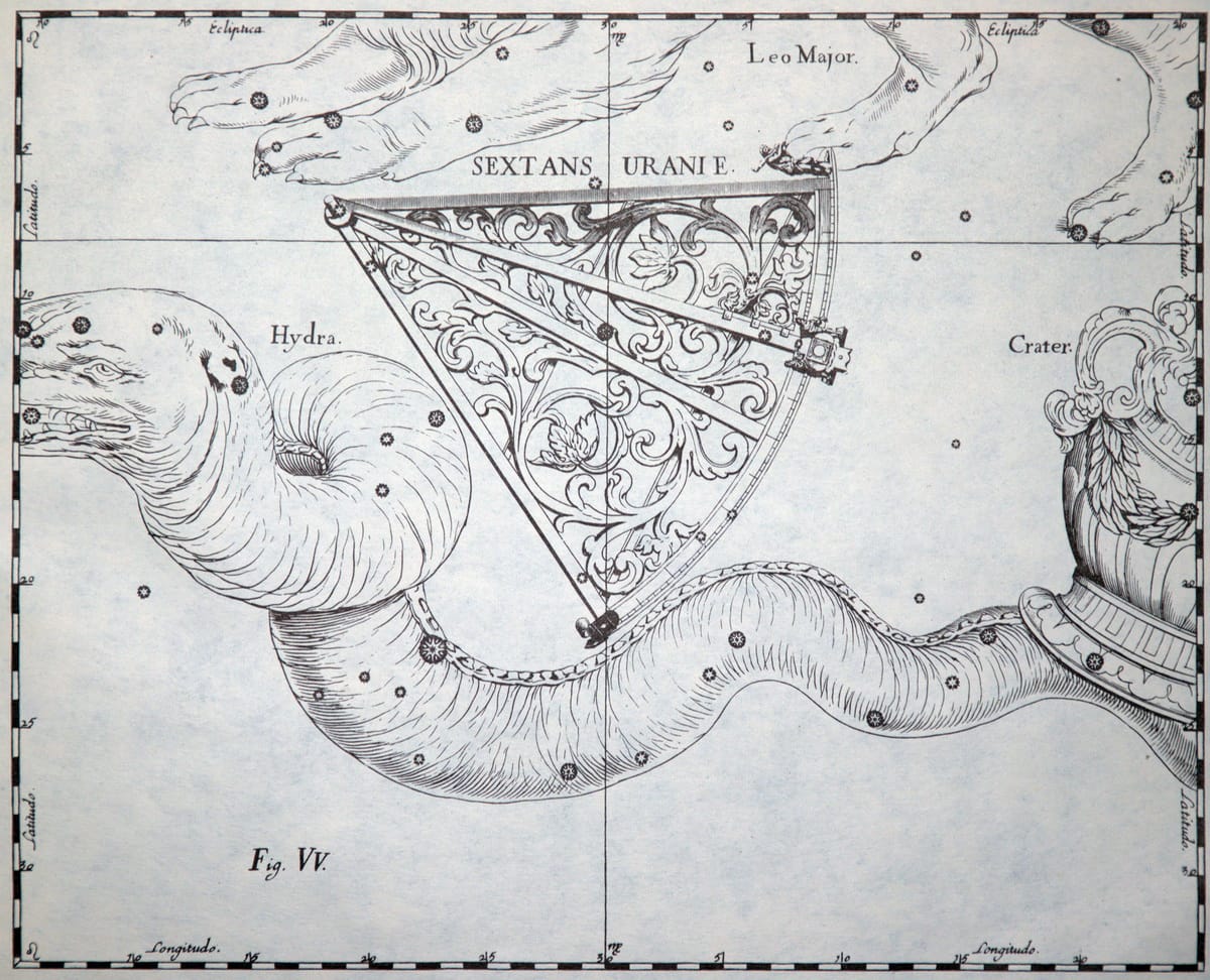 Das Sternbild Sextans im historischen Sternatlas von Johannes Hevelius