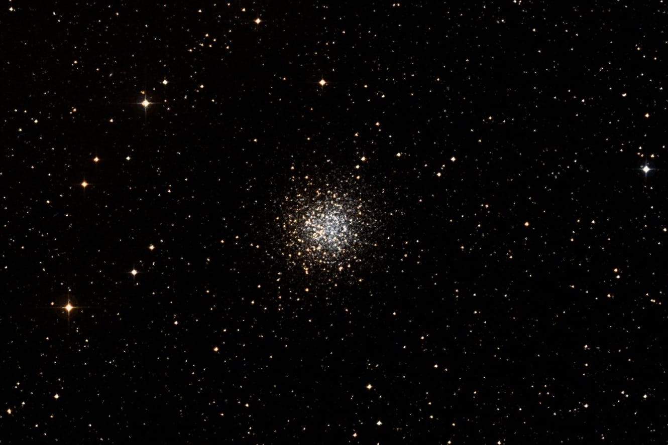 Der Kugelsternhaufen NGC 5897 im Sternbild Waage hat auf dieser Aufnahme einen Winkeldurchmesser von etwa 7 Bogenminuten.